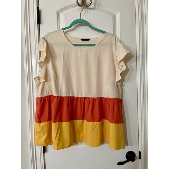 Fall Candy Corn Tiered Ruffle Top EUC 4XL - Picture 2 of 4